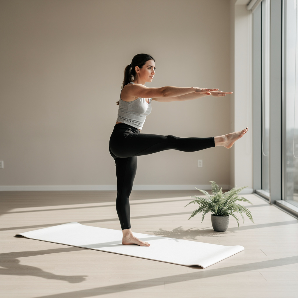 Woman doing core and posture exercises on a fitness mat